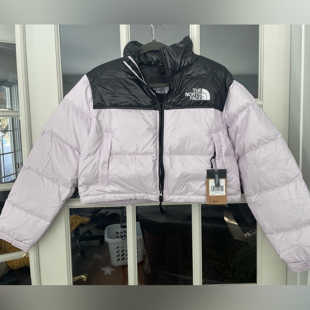 The North Face women’s size M cropped puffy jacket - lavender